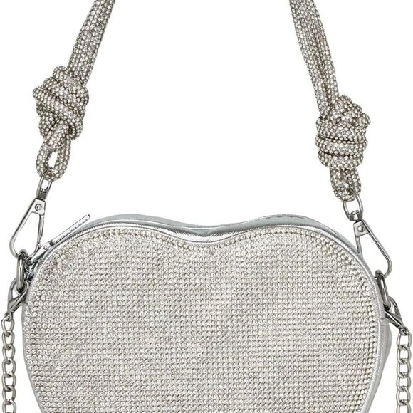 Evening Bag for Women, Silver Purse Heart Shaped Purse Crossbody Bags Shoulder H - Picture 1 of 7
